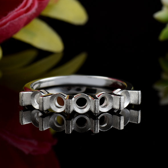 925 Sterling Silver Round Shape Semi Mount Ring