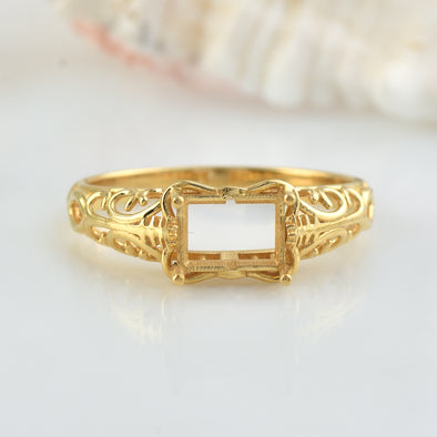 925 Sterling Silver 8x6 MM Octagon Shape Semi Mount Ring
