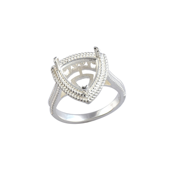 925 Sterling Silver 11MM Trillion Shape Semi Mount Ring