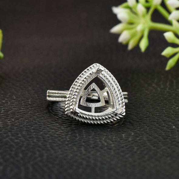 925 Sterling Silver 11MM Trillion Shape Semi Mount Ring