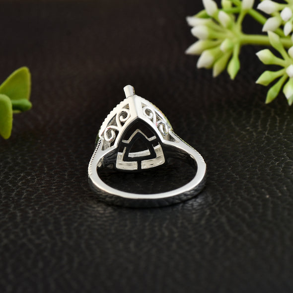 925 Sterling Silver 11MM Trillion Shape Semi Mount Ring