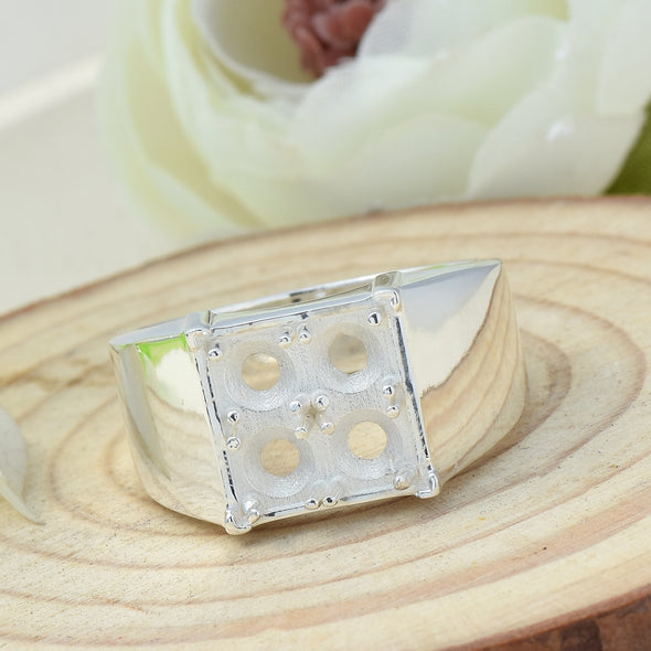 925 Sterling Silver 5MM Round Shape Semi Mount Ring