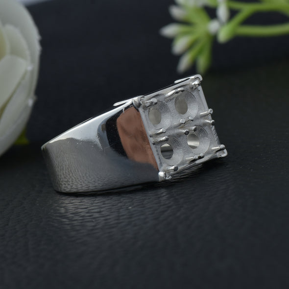 925 Sterling Silver 5MM Round Shape Semi Mount Ring