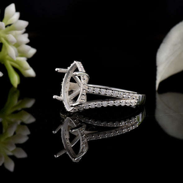 925 Sterling Silver 12x6MM Marquise Shape Semi Mount Ring