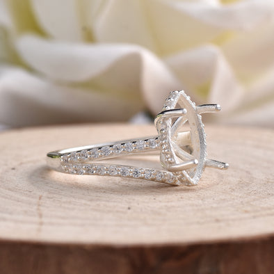 925 Sterling Silver 12x6MM Marquise Shape Semi Mount Ring