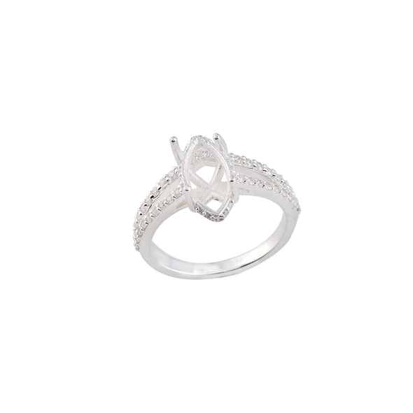 925 Sterling Silver 12x6MM Marquise Shape Semi Mount Ring