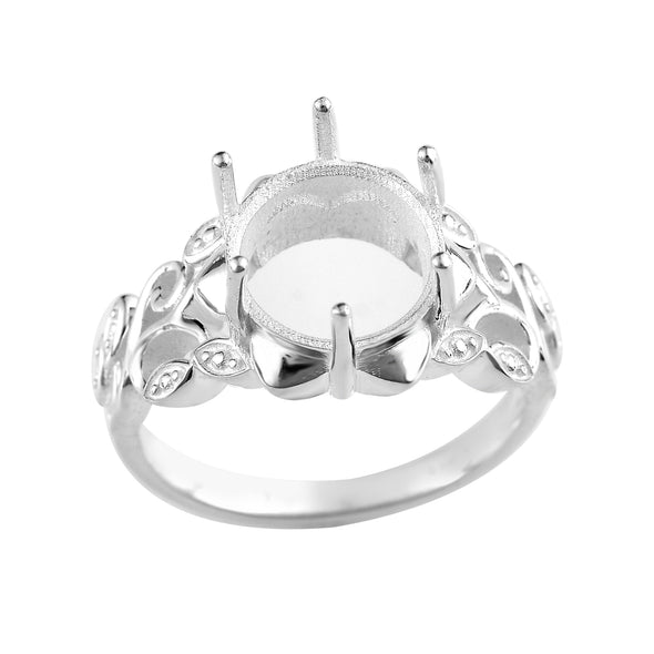 925 Sterling Silver 10MM Round Shape Semi Mount Ring