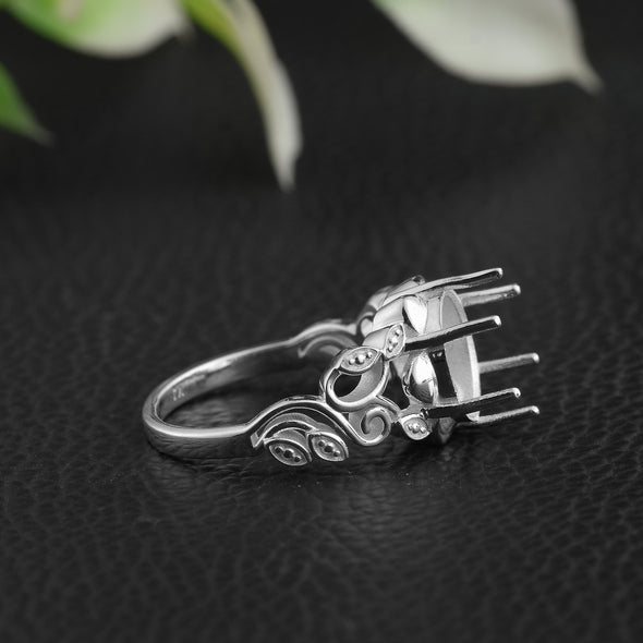 925 Sterling Silver 10MM Round Shape Semi Mount Ring