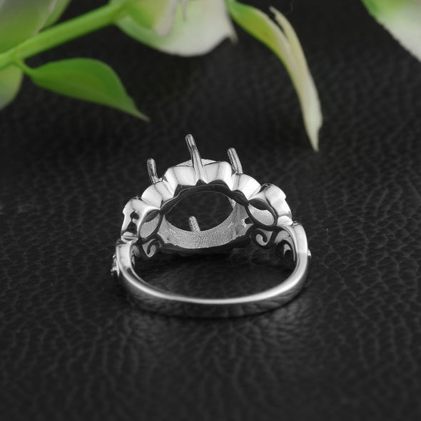 925 Sterling Silver 10MM Round Shape Semi Mount Ring