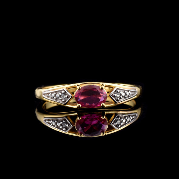 1.00 Ct Oval Ruby Solitaire Ring 925 Sterling Silver Gold Plated