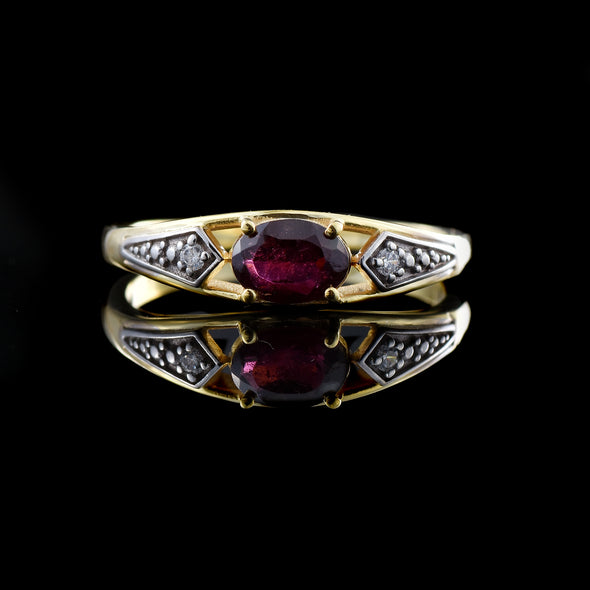 1.00 Ct Oval Rhodonite Garnet Solitaire Ring 925 Sterling Silver Gold Plated