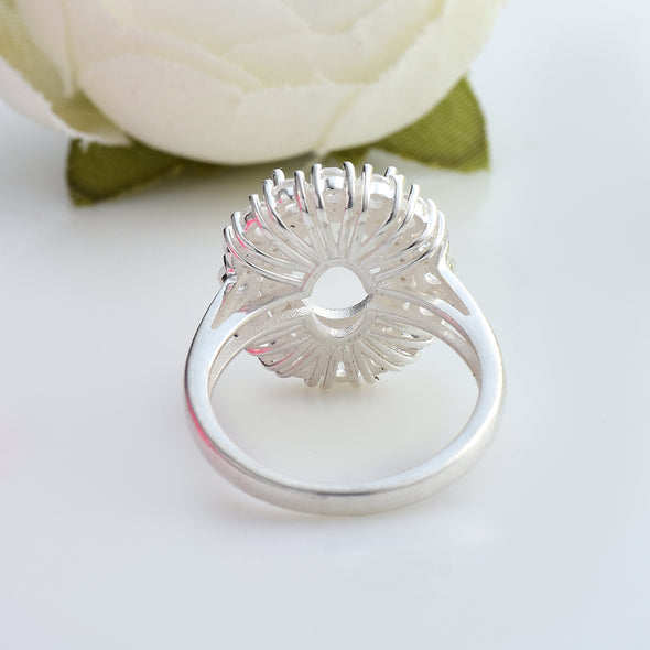 925 Sterling Silver 10x7MM Oval Shape Semi Mount Ring