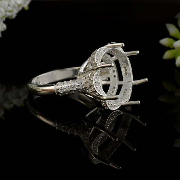925 Sterling Silver 15MM Round Shape Semi Mount Ring