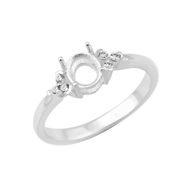 925 Sterling Silver 6x5MM Oval Shape Semi Mount Ring