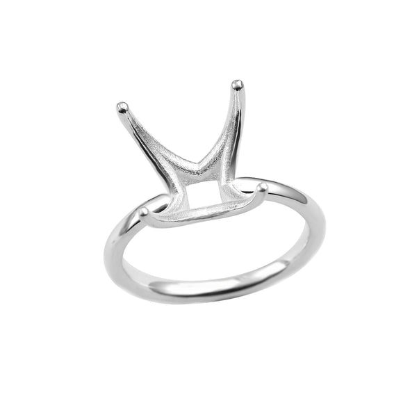 925 Sterling Silver 9MM Square Shape Semi Mount Ring