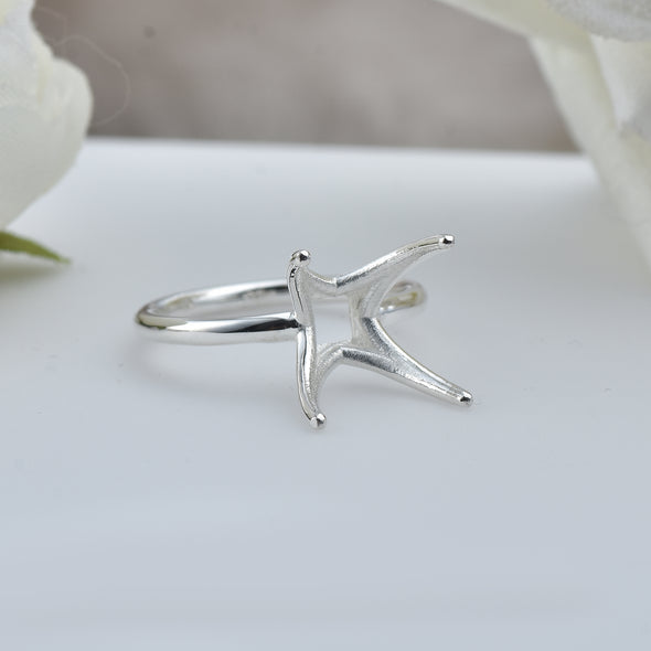 925 Sterling Silver 9MM Square Shape Semi Mount Ring