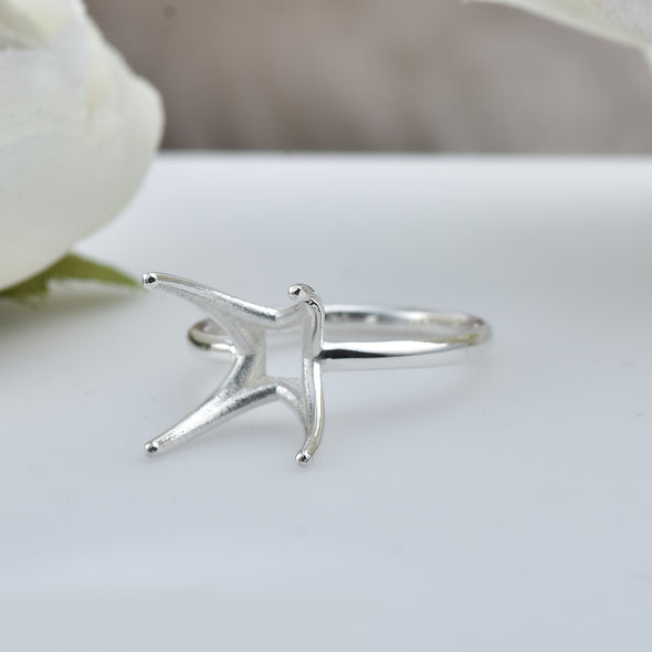 925 Sterling Silver 9MM Square Shape Semi Mount Ring