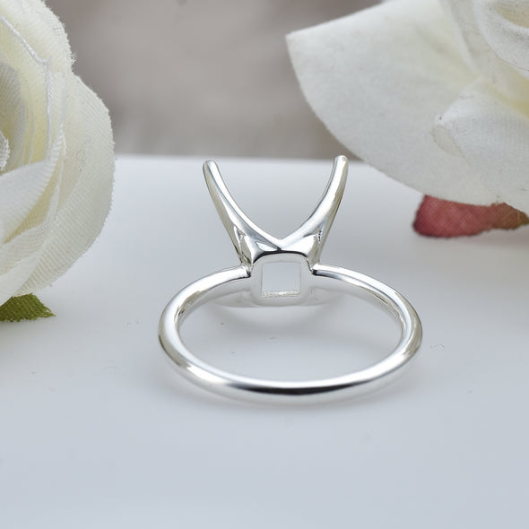 925 Sterling Silver 9MM Square Shape Semi Mount Ring