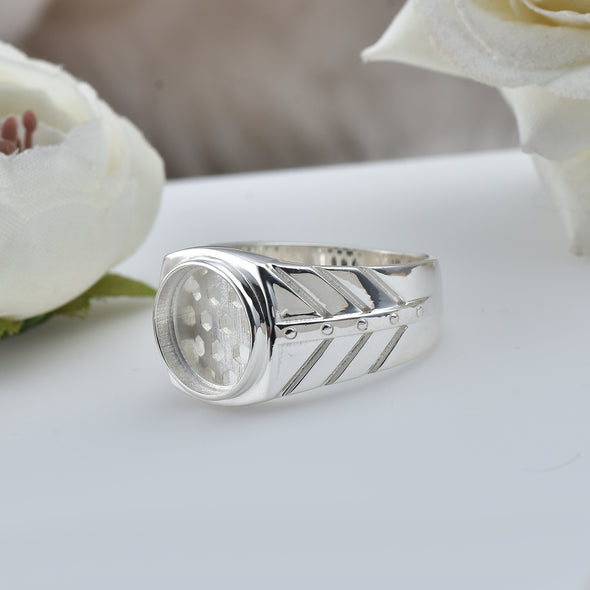 925 Sterling Silver 12MM Round Shape Semi Mount Ring