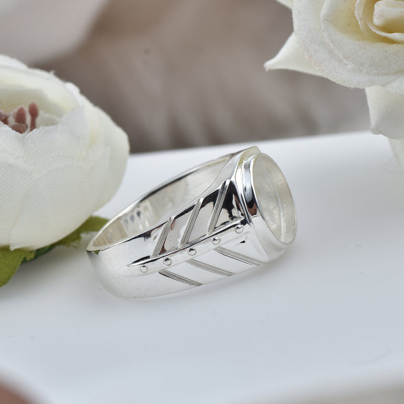 925 Sterling Silver 12MM Round Shape Semi Mount Ring