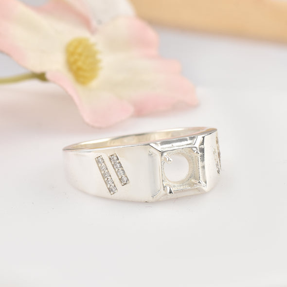 925 Sterling Silver 5.50MM Round Shape Semi Mount Ring