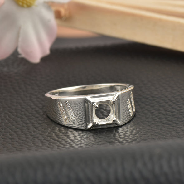 925 Sterling Silver 5.50MM Round Shape Semi Mount Ring