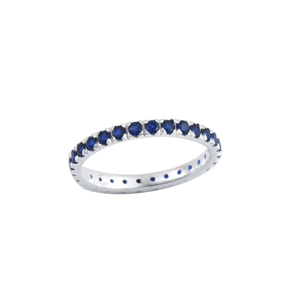0.90 Ct Round Blue Sapphire Eternity Band Ring 925 Sterling Silver