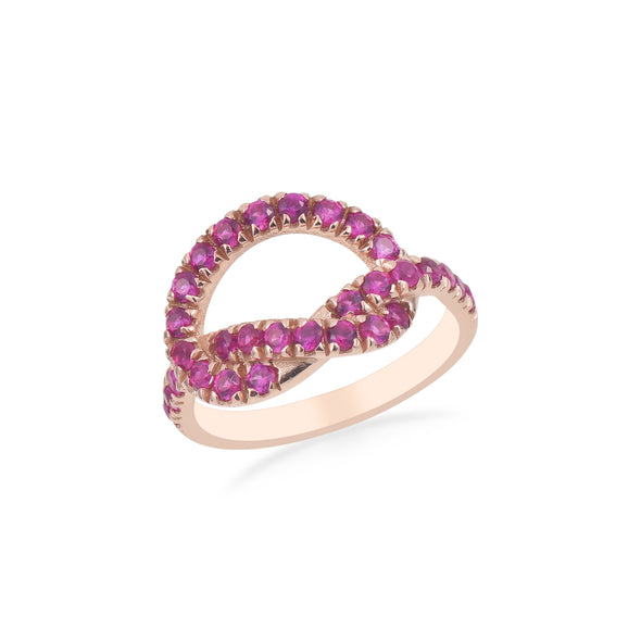 0.90 Ct Round Ruby Infinity Ring 925 Sterling Silver Rose Plated
