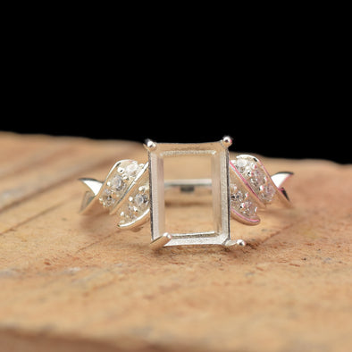 925 Sterling Silver 9x7MM Octagon Shape Semi Mount Ring