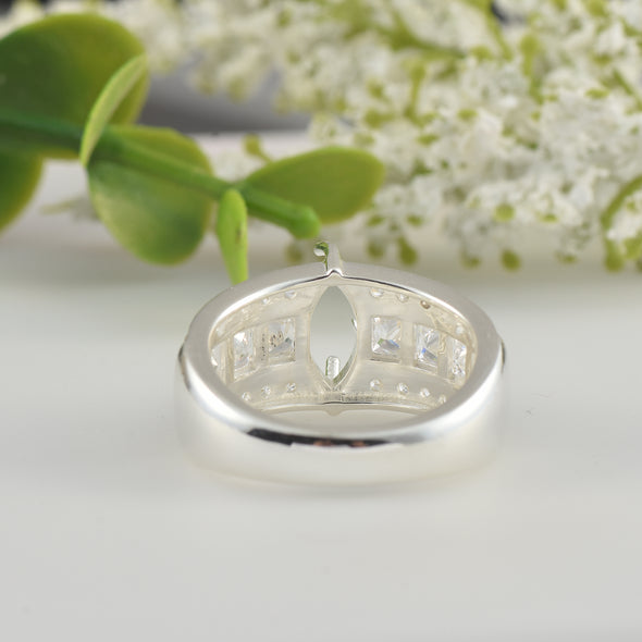 925 Sterling Silver 10x5MM Marquise Shape Semi Mount Ring