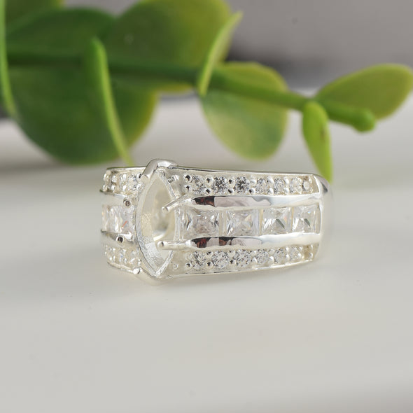 925 Sterling Silver 10x5MM Marquise Shape Semi Mount Ring