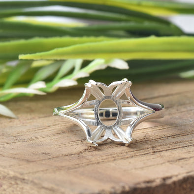 925 Sterling Silver 12x8MM Octagon Shape Semi Mount Ring