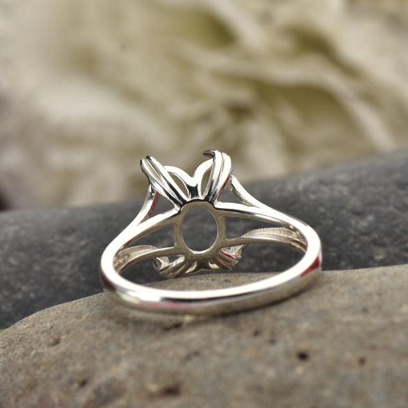 925 Sterling Silver 12x8MM Octagon Shape Semi Mount Ring