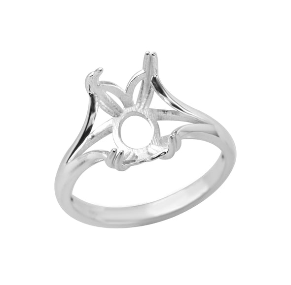 925 Sterling Silver 12x8MM Octagon Shape Semi Mount Ring