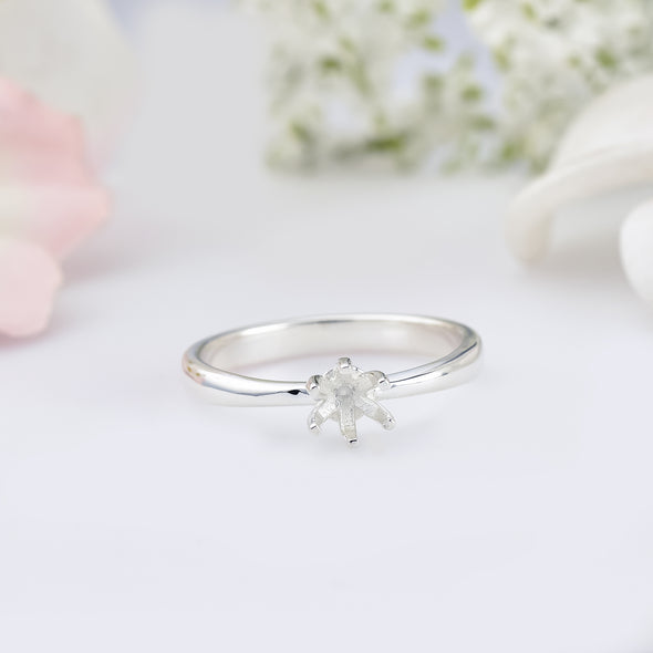 925 Sterling Silver 4MM Round Shape Semi Mount Ring