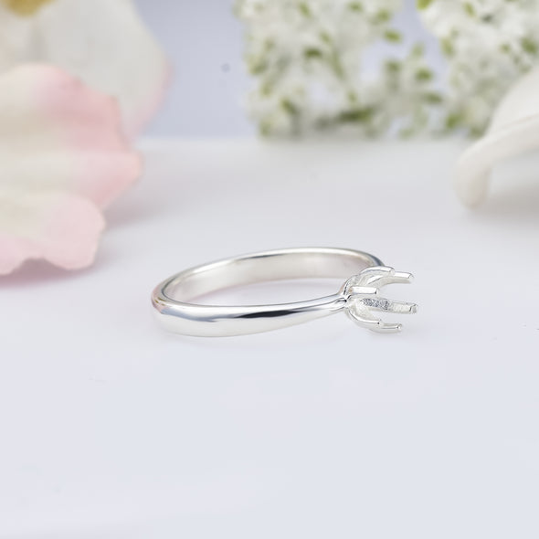 925 Sterling Silver 4MM Round Shape Semi Mount Ring