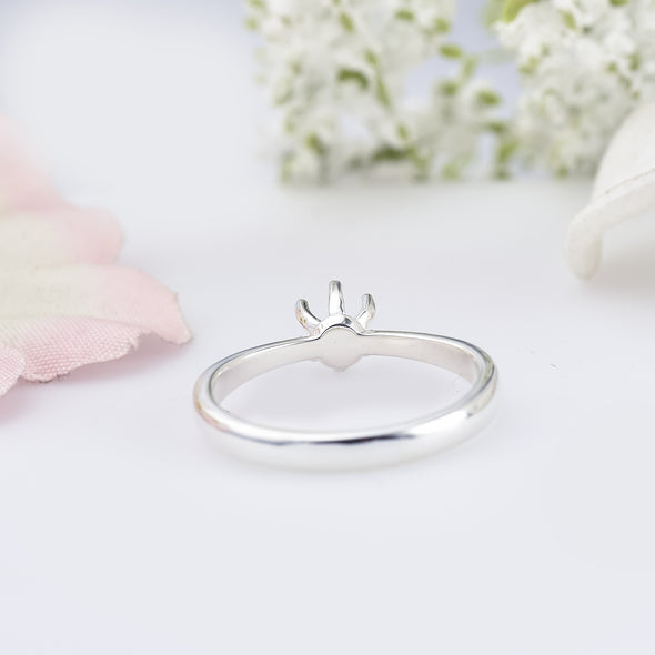 925 Sterling Silver 4MM Round Shape Semi Mount Ring