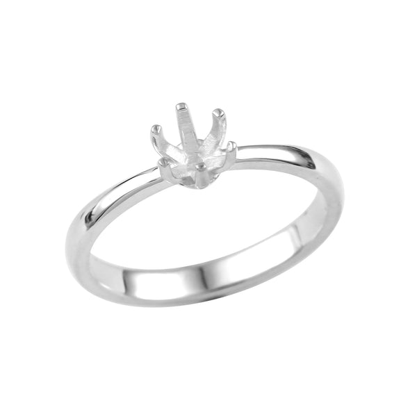 925 Sterling Silver 4MM Round Shape Semi Mount Ring