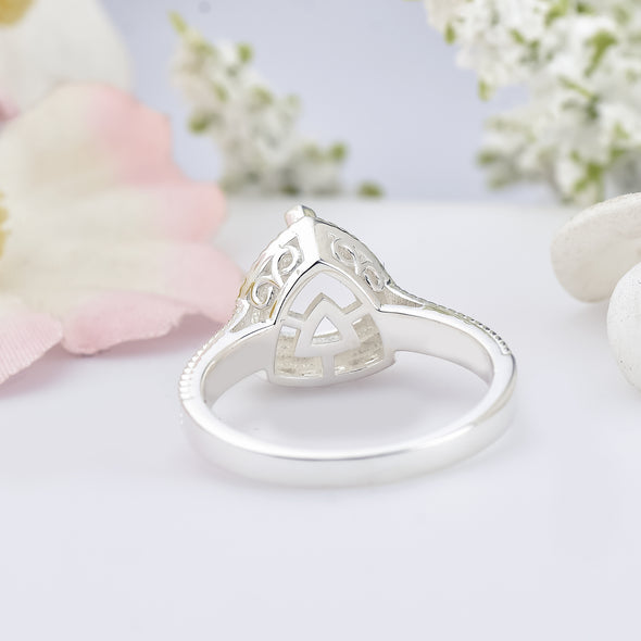 925 Sterling Silver 7MM Trillion Shape Semi Mount Ring