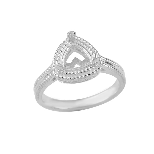 925 Sterling Silver 7MM Trillion Shape Semi Mount Ring
