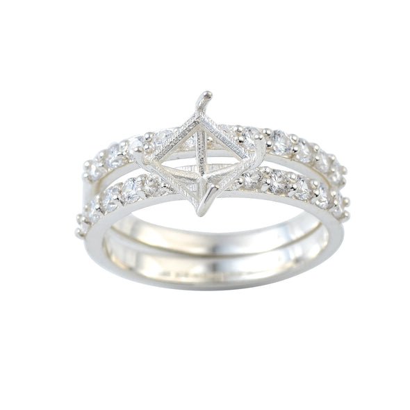 925 Sterling Silver 6MM Square Shape Semi Mount Ring