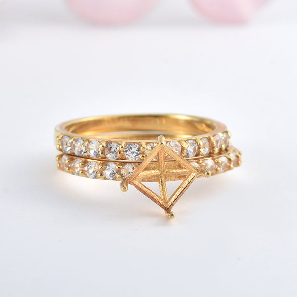 925 Sterling Silver 6MM Square Shape Semi Mount Ring