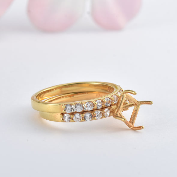 925 Sterling Silver 6MM Square Shape Semi Mount Ring