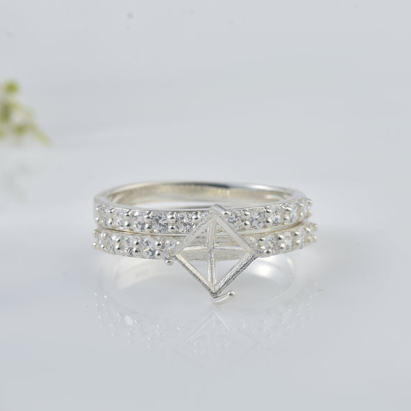 925 Sterling Silver 6MM Square Shape Semi Mount Ring