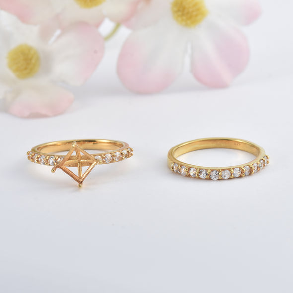 925 Sterling Silver 6MM Square Shape Semi Mount Ring