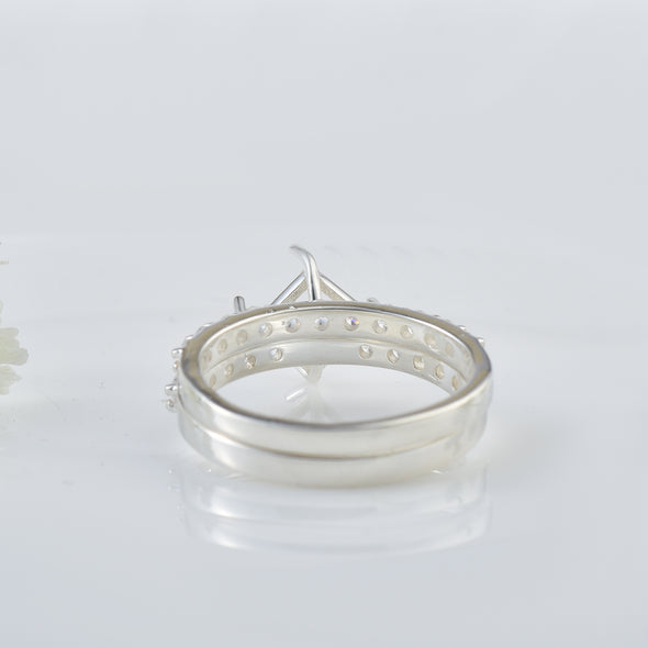 925 Sterling Silver 6MM Square Shape Semi Mount Ring