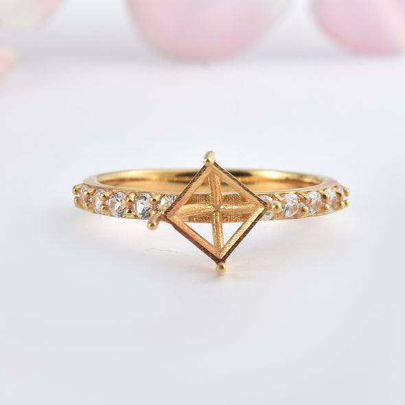 925 Sterling Silver 6MM Square Shape Semi Mount Ring