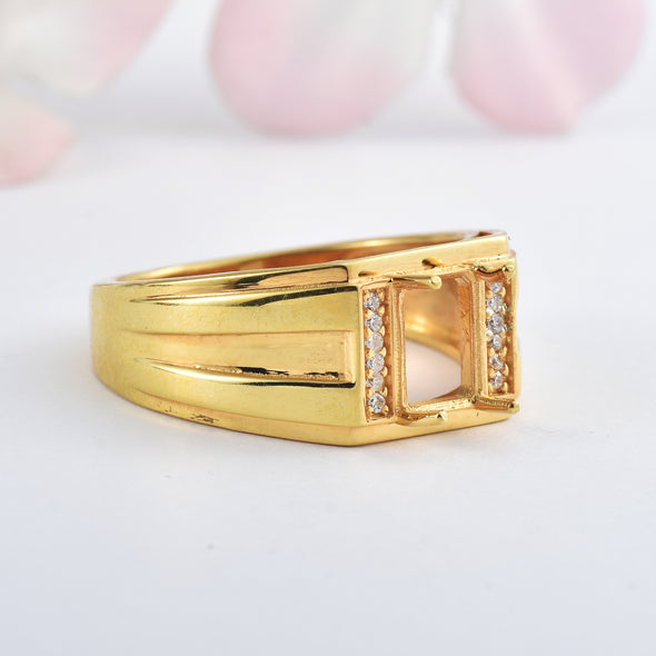 925 Sterling Silver 8x6MM Octagon Shape Semi Mount Ring