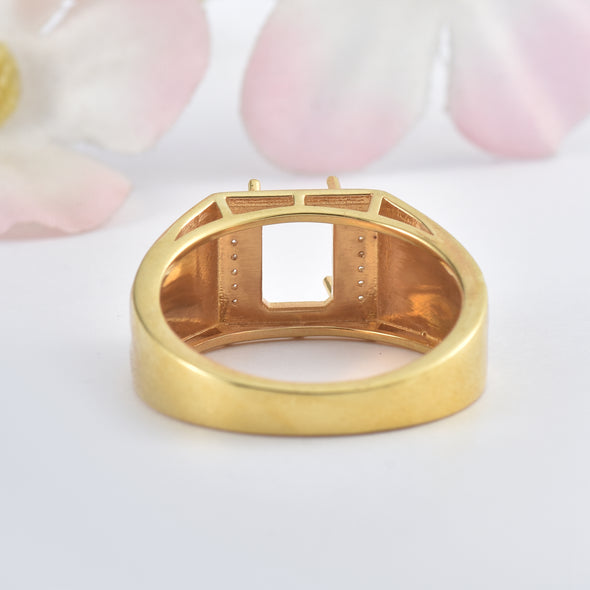 925 Sterling Silver 8x6MM Octagon Shape Semi Mount Ring