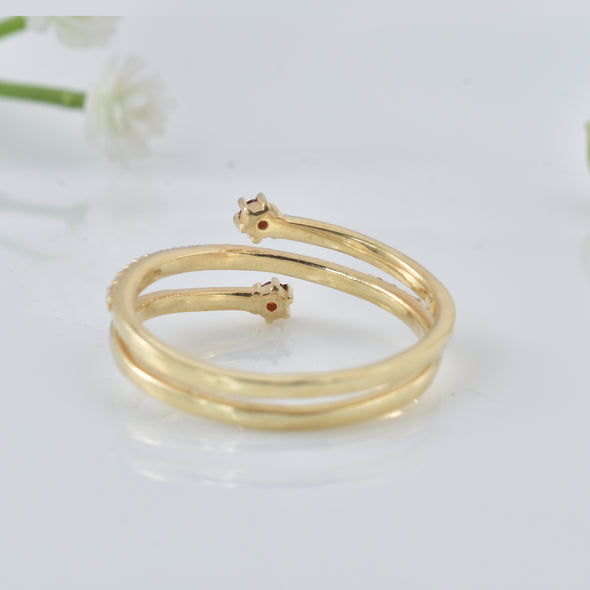 0.06 Ct Round Rhodonite Garnet Spiral Ring 925 Sterling Silver Gold Plated